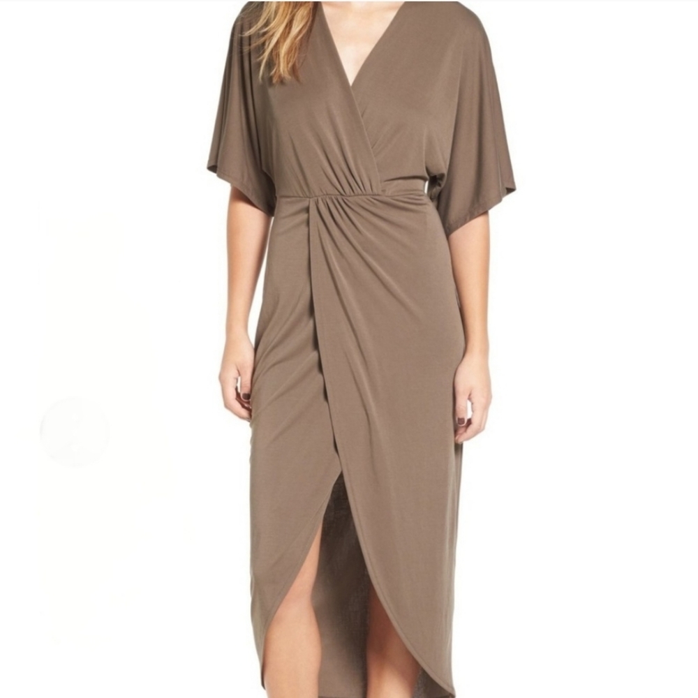 Astr the Label Faux Wrap Maxi Dress Olive